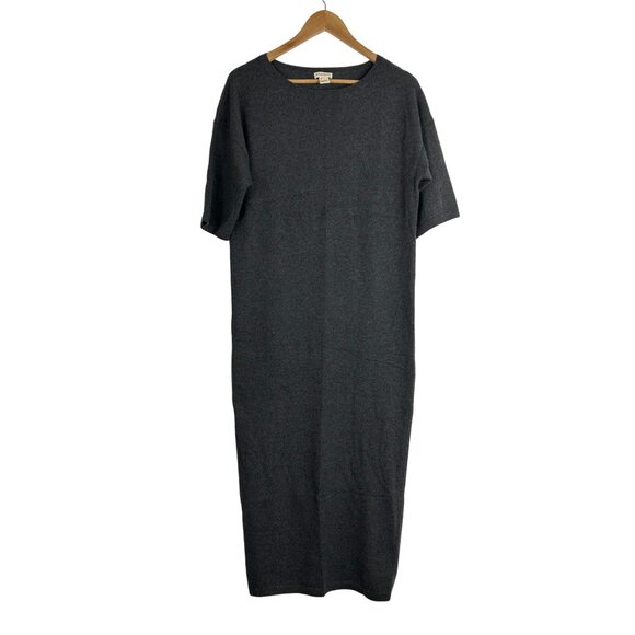 Demylee New York  100% Cashmere Gray Midi Dress Short Sweater Sleeve Small NWT - Picture 1 of 8